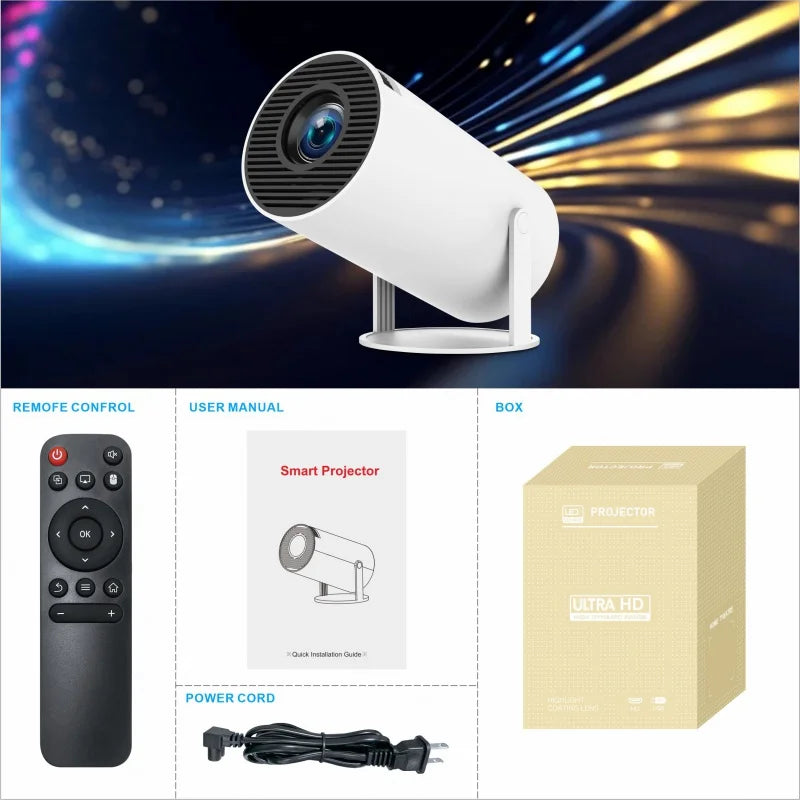 Elet 4K UHD Projector: Portable, Wi-Fi, Bluetooth 5.0, Home & Presentations.